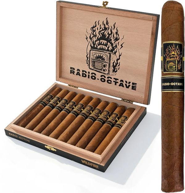 Wildfire Radio-Octave cigar — Ecuadorian Corojo (5-yr aged) wrapper, 5¾ x 48